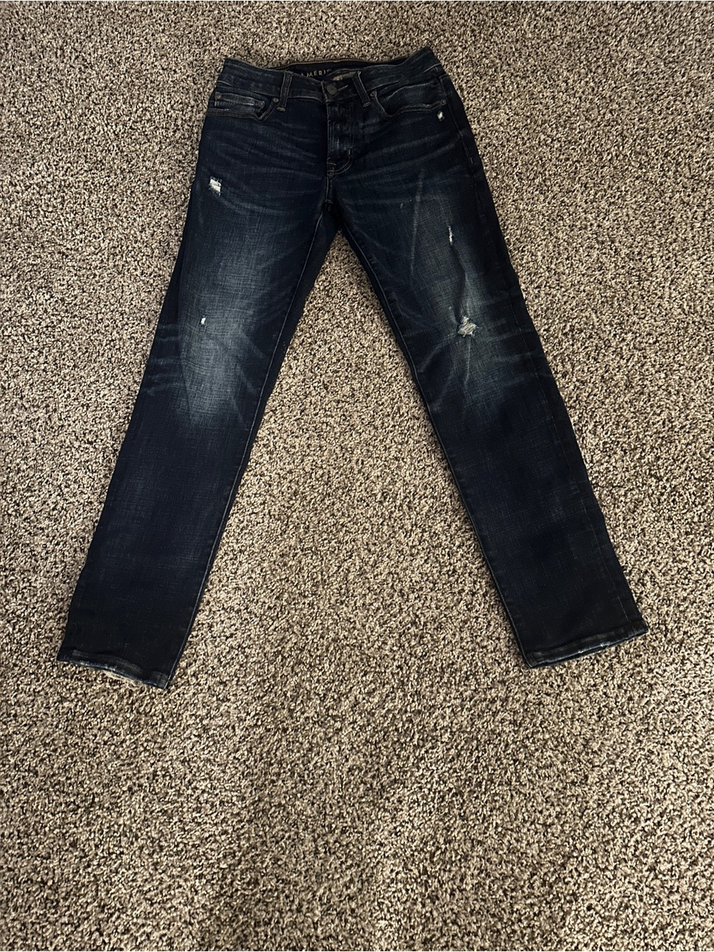 (Teen) American Eagle Outfitters dark Blue Denim Jeans with Contrast Stitching.